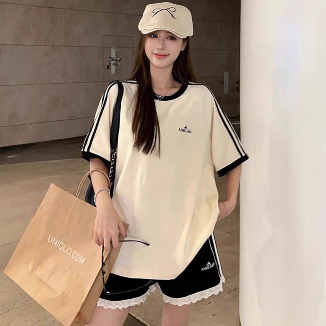 

Korean Style Lace Shorts & Top - Casual Summer Two-Piece Set XL