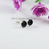 Round Black Onyx Stud Earrings, 925 Sterling Silver Studs, Tiny Onyx Studs, Anniversary Gift, December Birthstone, Handmade Studs