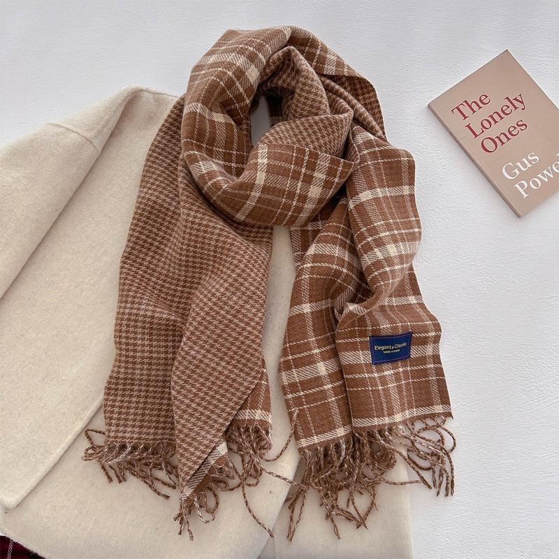 Autumn and winter new versatile scarf women's thickened woven thick beard fringed warm scarf imitation cashmere shawl