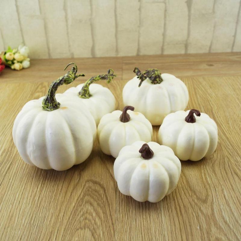 6Pcs Mini White Simulation Pumpkin Fashion Halloween Foam Craft Festival Supplies Decoration