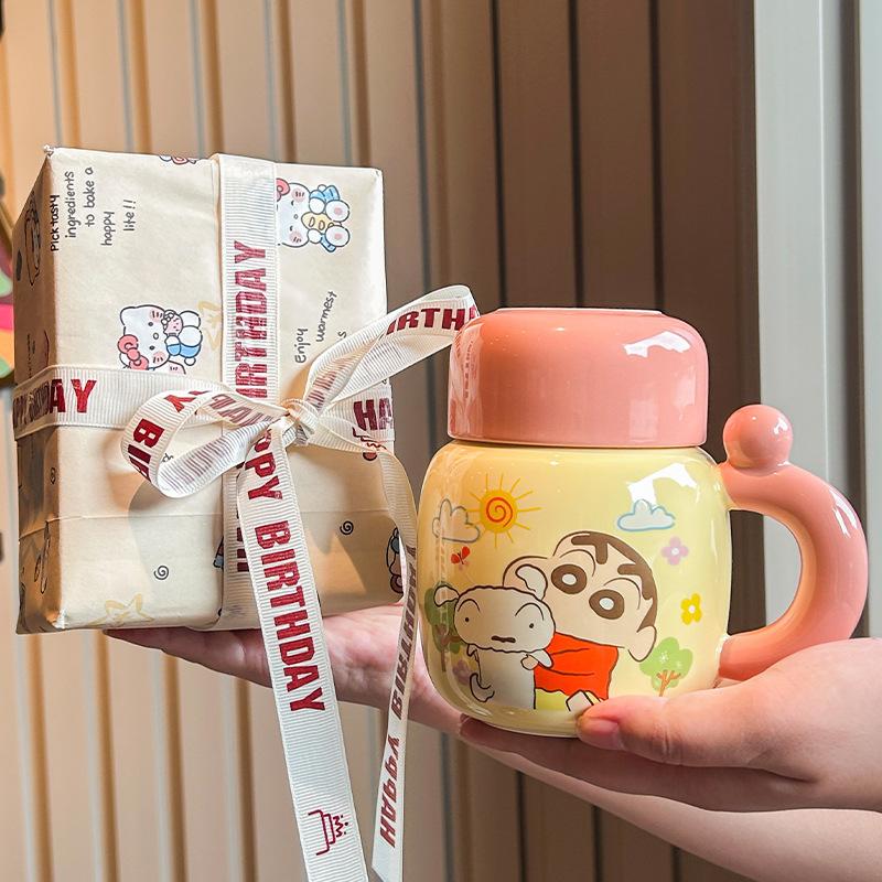 Kredka Xiaoxin Czajnik Ceramiczny Wysokiej jakości kubek z pokrywką Uroczy kubek na kawę/wodę o dużej pojemności Prezent urodzinowy