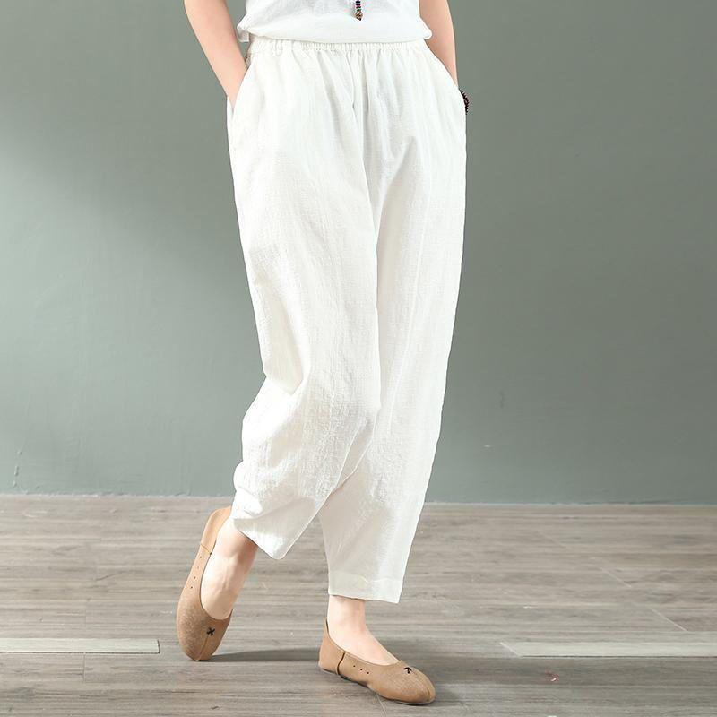 New Spring and Summer Art Retro Lazy High Waist Pocket Solid Loose and Versatile Women's Strap Radish Pants Dad Pants