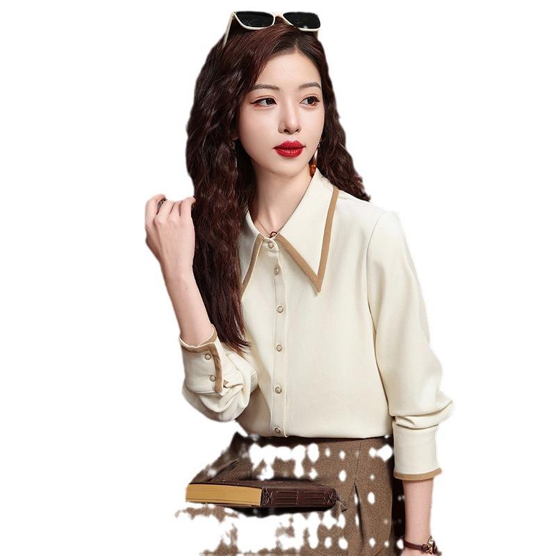 Dámská vintage manšestrová košile s broušeným povrchem na jaro a podzim, topy jako vnitřní spodní košile