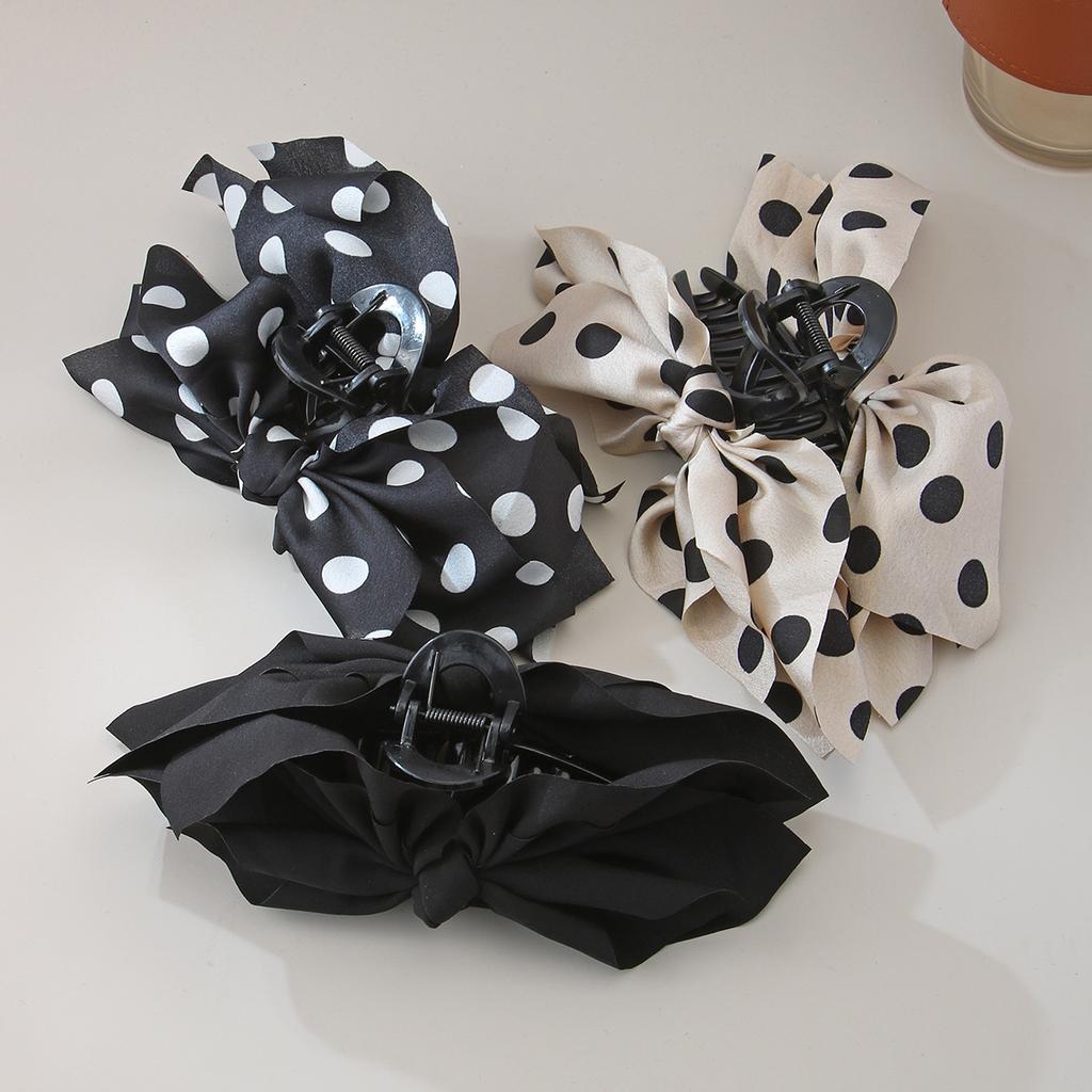 French Polka Dot Big Bow Clip Women's High-end Hair Clip Shark Clip Headdress