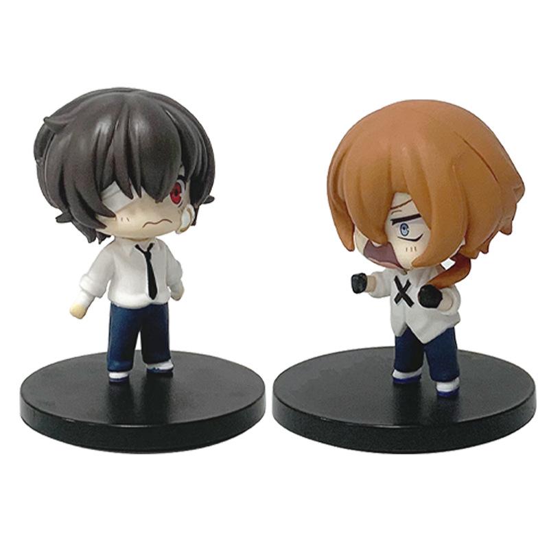 Bungo Stray Dogs Q Version Dazai Osamu & Nakahara Chuuya Hand-Painted Figurines for Desktop & Car Ornaments.