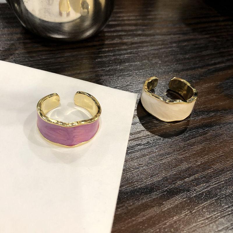 Minimalism Purple White Circle Ring Jewelry Simple Round Geometry Ring For Women