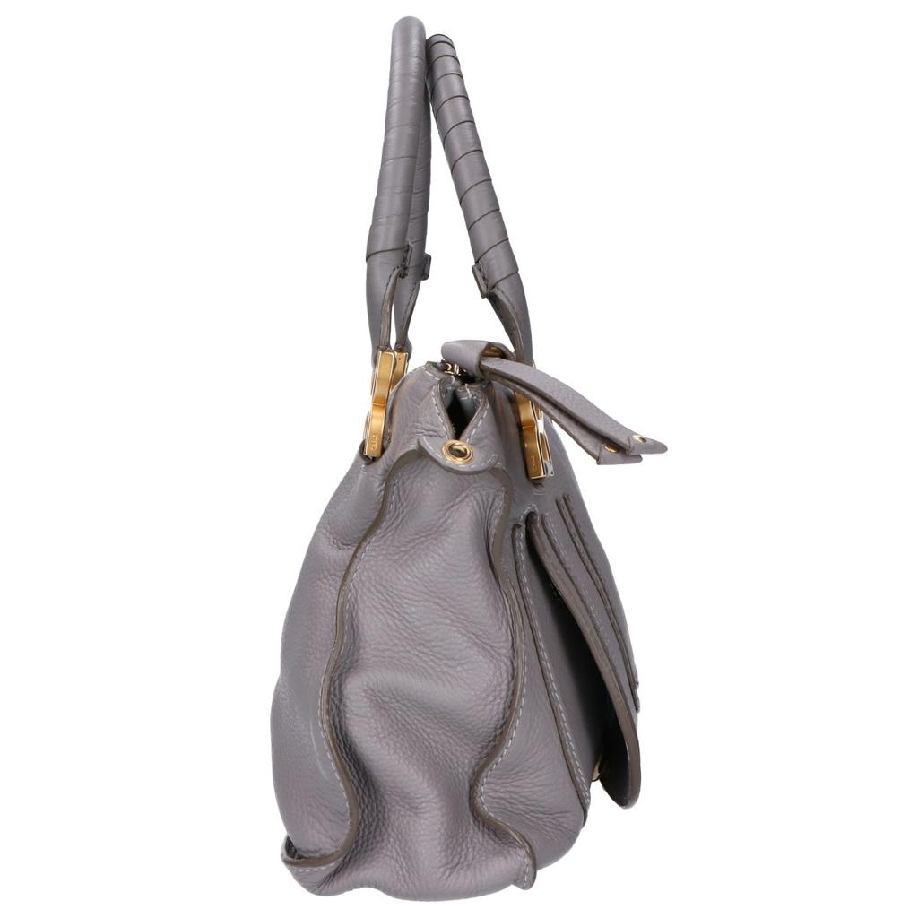 CHLOE Marcy Medium Grained Leather 2-Way Shoulder Bag Handbag grayUsed