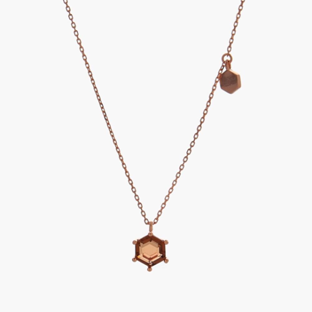 J.Lauren Roche Cognac Crystal Silver Necklace N0828_22