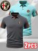 2pcs Men's Outdoor Golf Polo Collar Short Sleeve & Color Block, Men's Work Shirts Business Casual for Spring and Summer Fashion Daily Wear