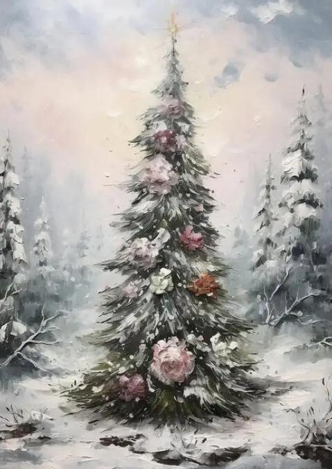 Christmas Tree Wall Art Decor Santa Claus On Swing Posters Prints Snowman Deer Winter Canvas Painting For Festival Decoration