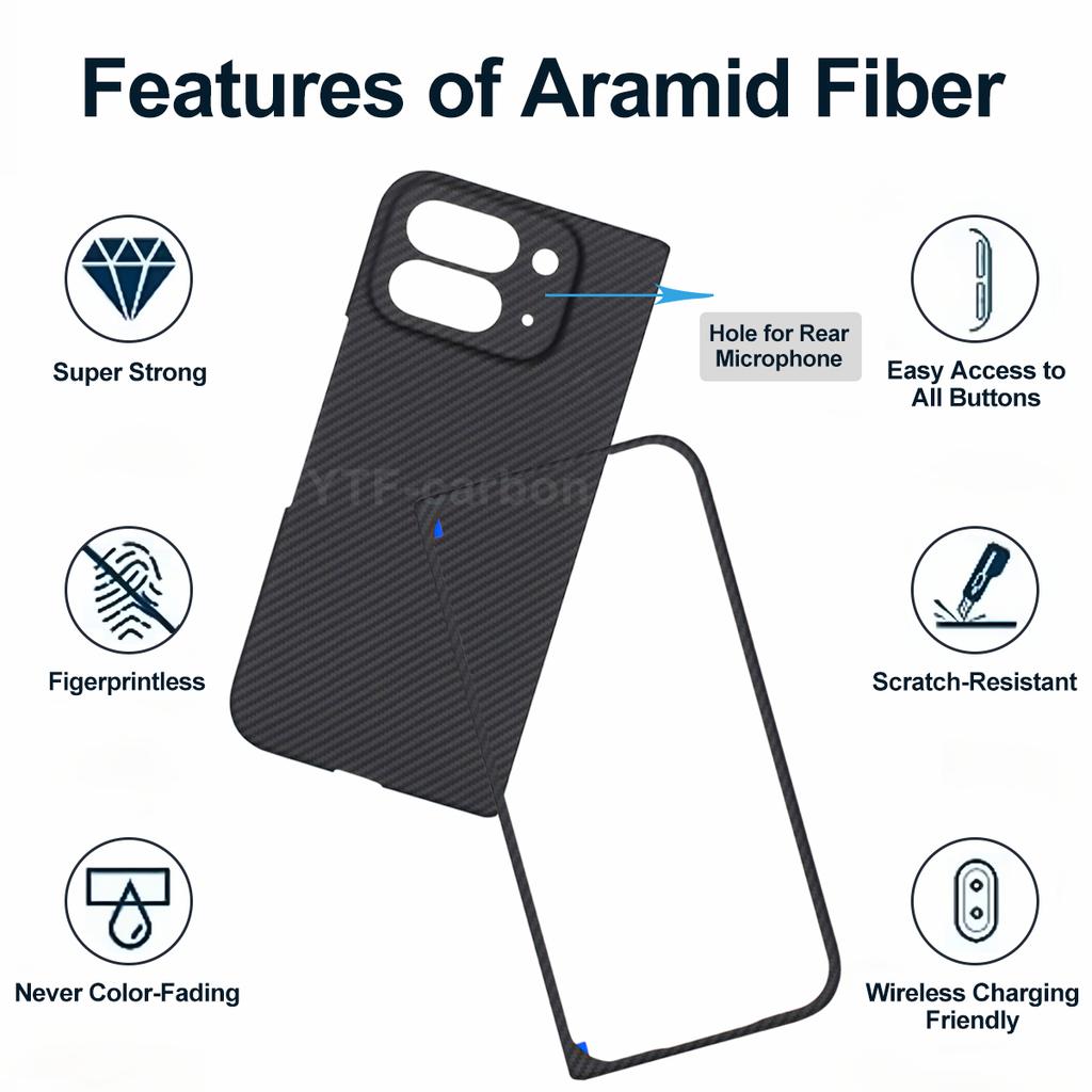 YTF-Carbon New Style for Google Pixel 10 Pro Fold Kevlar Carbon Fiber Hinge Protection Cover Ultrathin 9 Pro Fold Phone Case