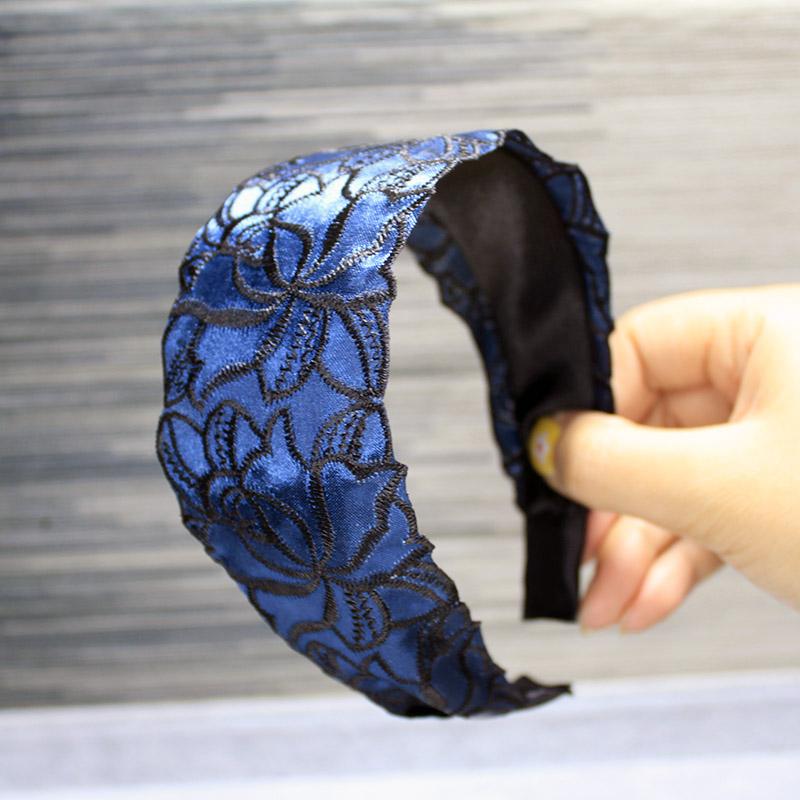 

Lystrfac Корейская Новая Мода Ручная Вышивка Повязка на Голову для Женщин Простая Тканевая Кружевная Повязка Широкий Цветок Аксессуары для Волос