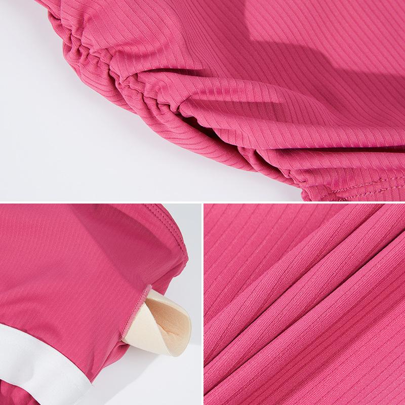 Threaded Strapless Strapless Sports Bra, Women'S Pleated Back Yoga Suit, Top, Quick Drying Fitness Vest