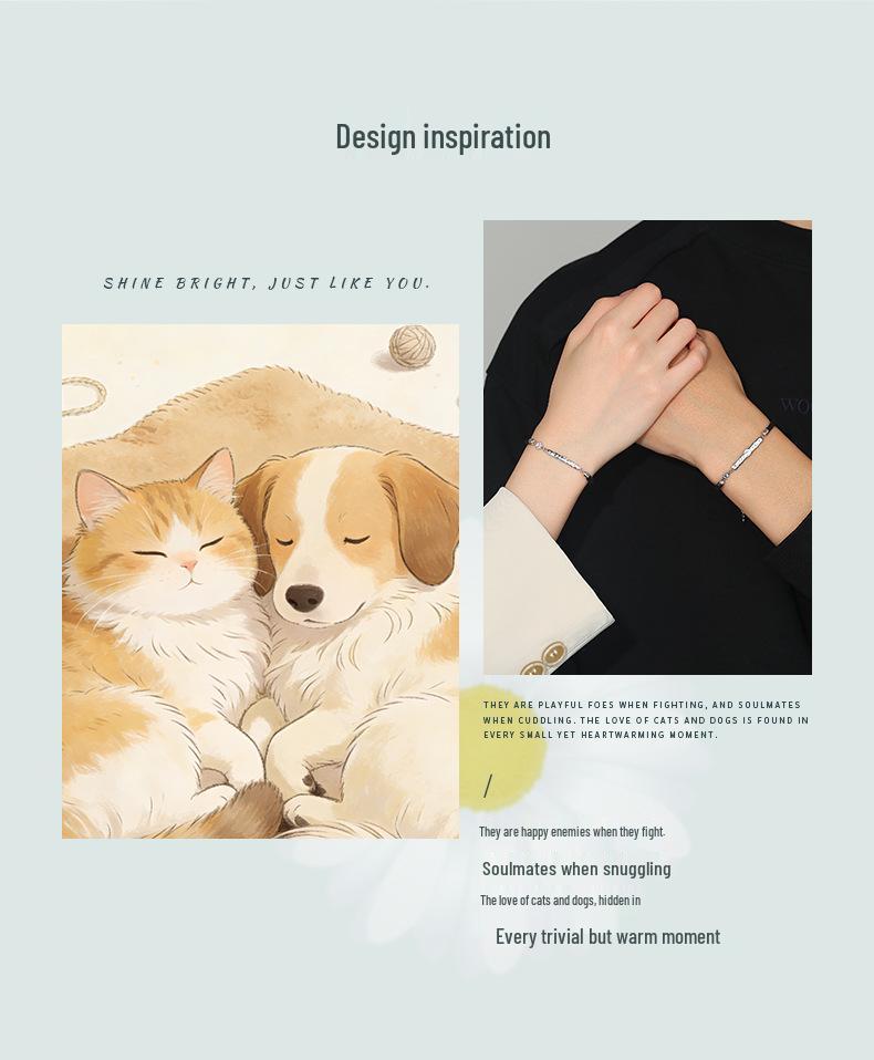 Niche Design Handmade Puppy & Kitten Couple Bracelets, Unisex, Perfect Gift for Girlfriend's Birthday