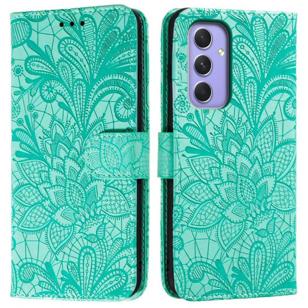 For Samsung Galaxy S25/S24 Case Lace Flowers PU Leather Flip Wallet Phone Cover