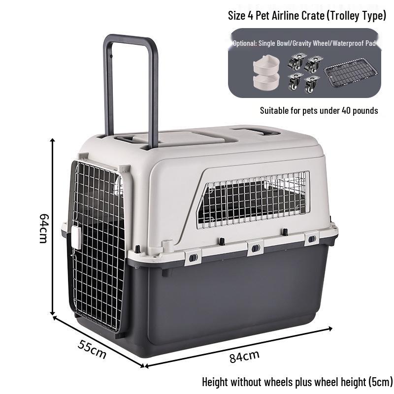 Pet Airline Carrier: Breathable, Convenient Cat & Dog Trolley Box
