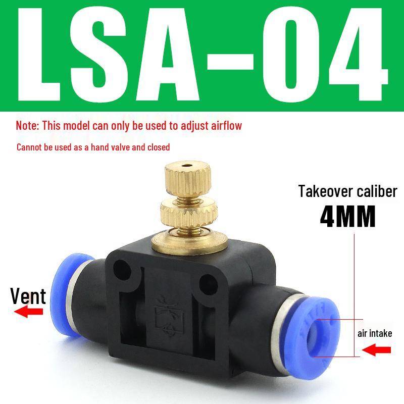 Adjustable Airflow Throttle Valve with Quick Connect (LSA 4/6/8/10mm)