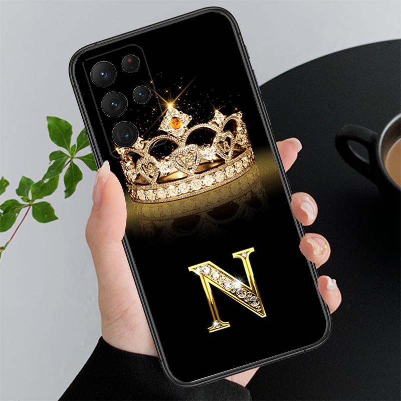 Diamond Crown Letter Phone Case for Samsung Galaxy A73 A13 A22  A32 A71 A33 A52 A53 A72 A73 A51 A31 A23 A34 A54 A52 A53S Funda