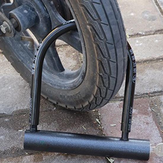 1 Set Motorcycle Lock Wear-resistant High Strength Security Equipment U Shaped Bike Lock with 2 Keys for Bicycle