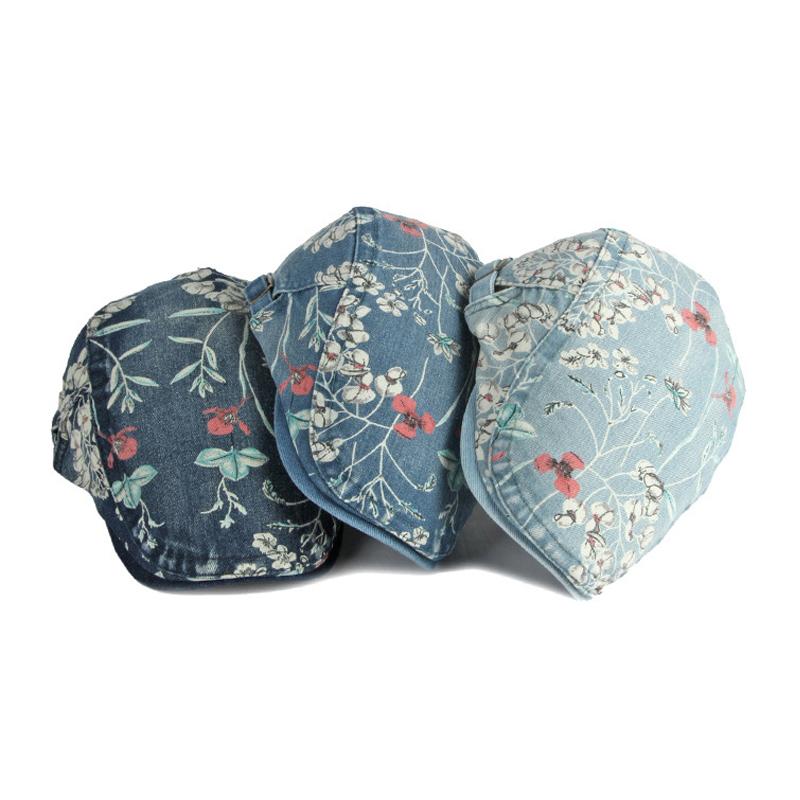 Embroidery Beret Newsboy Caps for Men Women's British Vintage Washed Denim Cap Casual Forward Cap Gatsby Painters Hats Boina