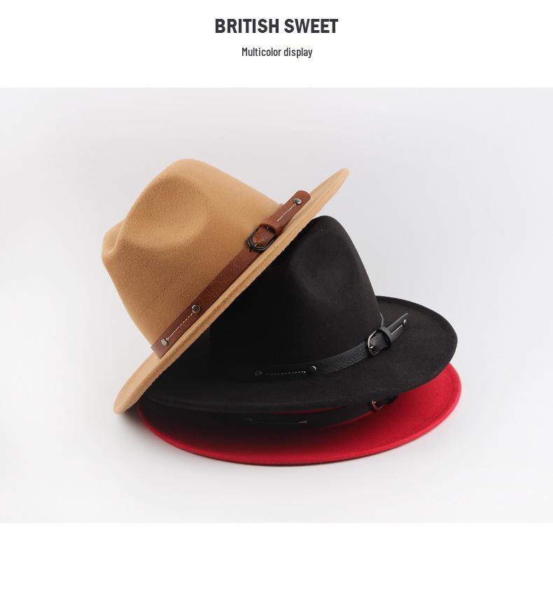 Unisex British Wool Felt Flat-Top Fedora Hat for Autumn/Winter