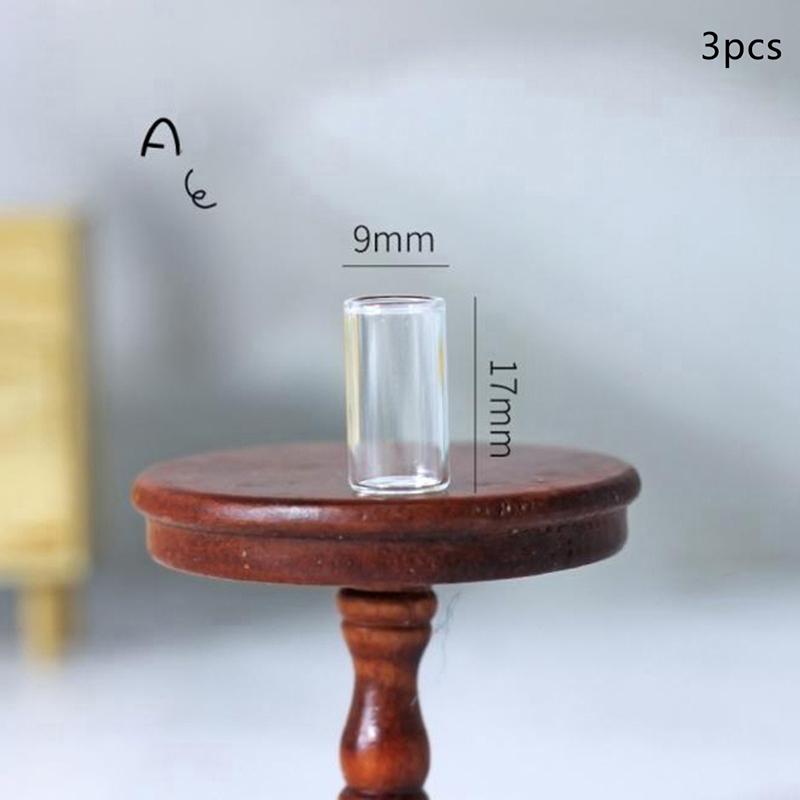 3Pcs 1: 12 Dollhouse Miniature Glass Bottle Kitchen Living Room Accessories