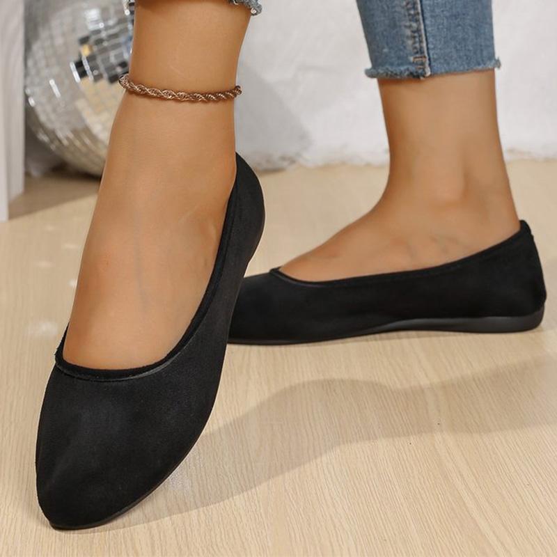 Fashion Concise Black Lightweight Flats Shoes Women Spring Autumn Soft Faux Suede Flat Shoes Woman Shallow Slip On Causal Shoes Female