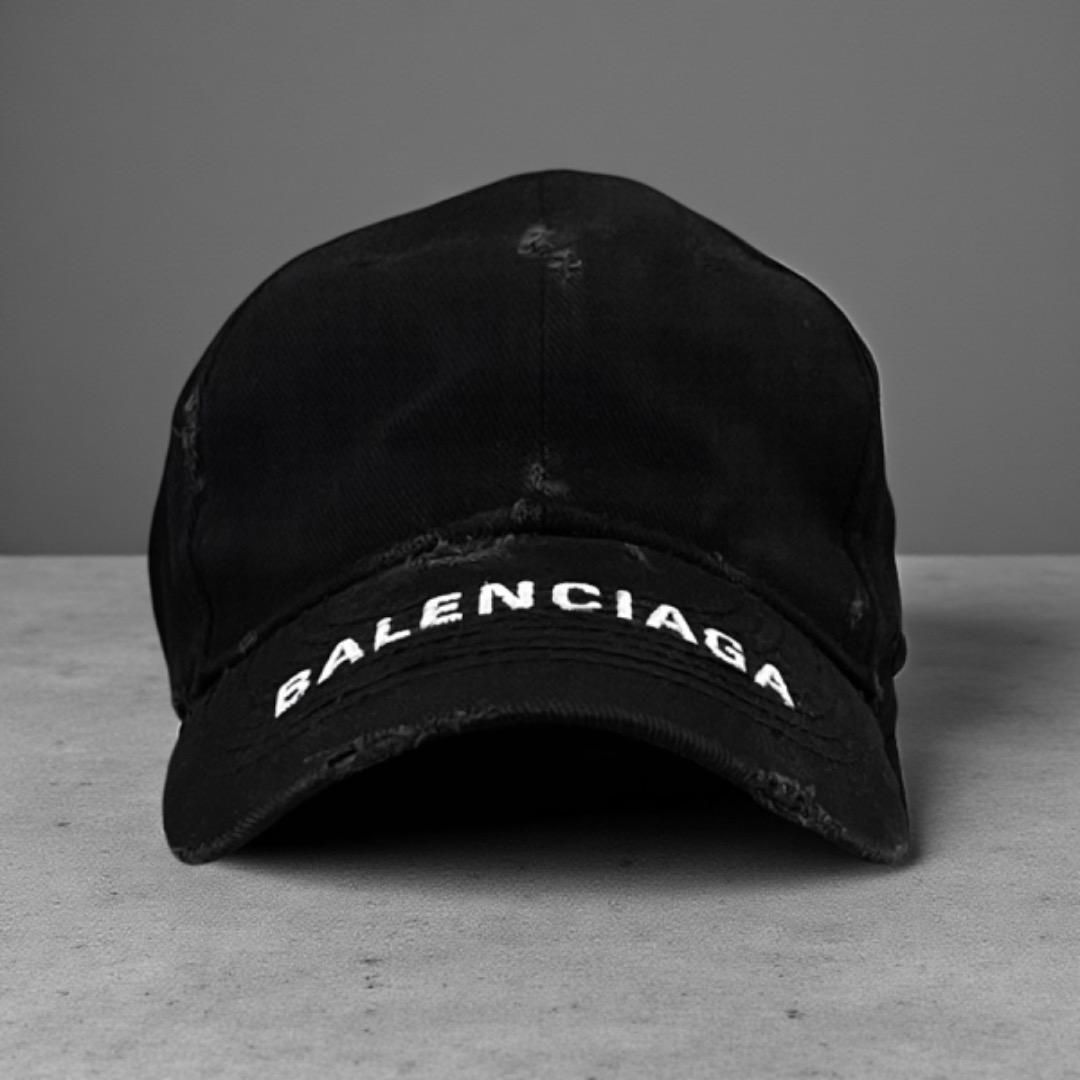 

[USED] Balenciaga Logo Visor Cap, Distressed Black