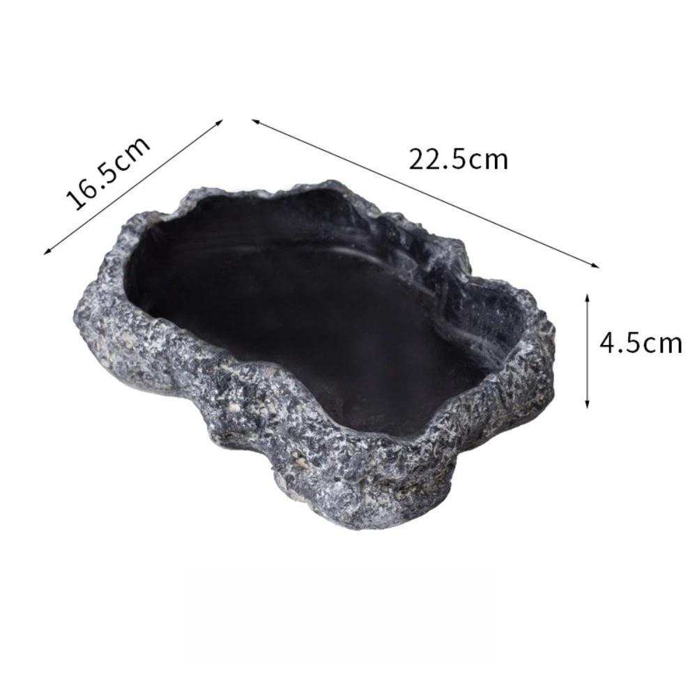 New Simulated Rock Reptile Food Bowl Multiple Size Habitat Decor Lizard Food Dish Anti-slip Base Pet Reptile Feeder Pet Supplies