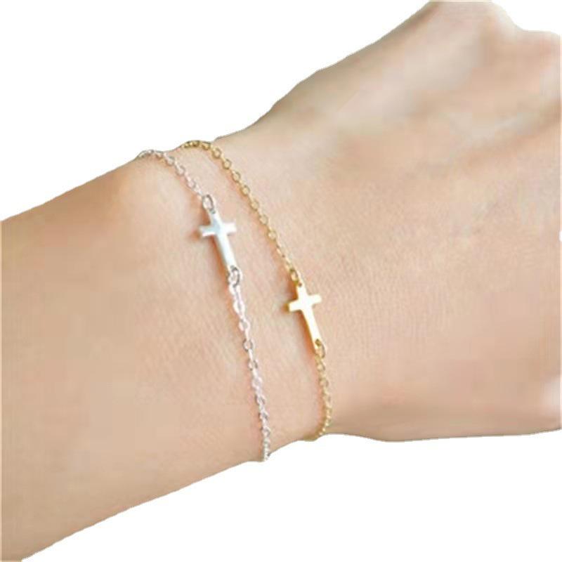 

Trendy European & American Exquisite Simple Cross Bracelet золотий