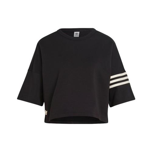 adidas Originals Striped Sports Crew Neck Short Sleeve T-Shirt for Women, Black M чёрный