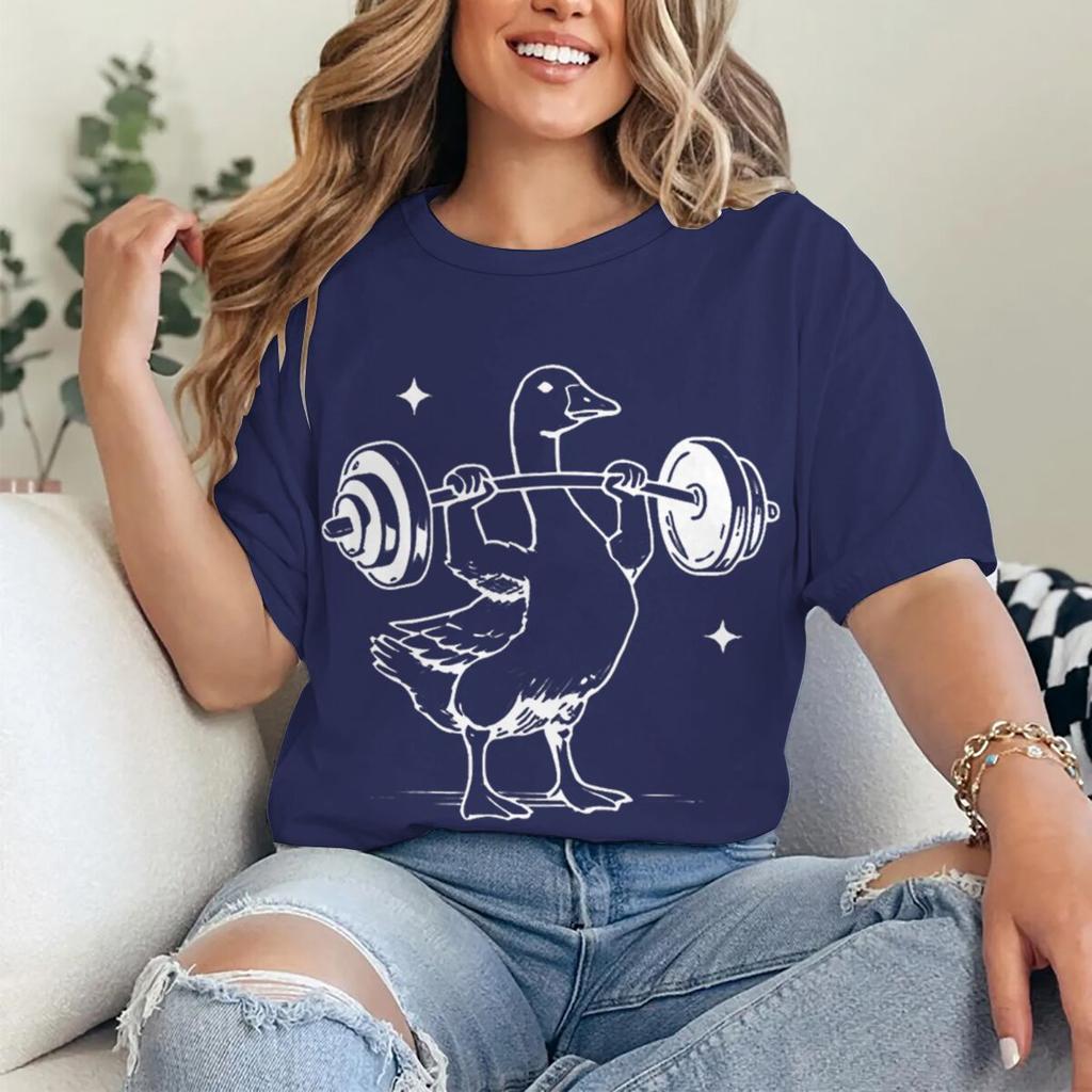 Gym Goose Weightlifting T-shirt Women Unisex Fun Fitness Duck Animal Lover Casual Unisex Streetwear Tee Gifts Tops