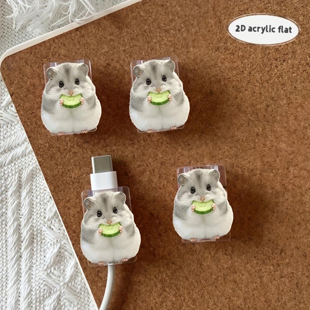 4PCS Cute Hamster Data Cable Protector with Cucumber, Anti-Breakage, Type-C Phone Cable Protector, Beautiful And Durable