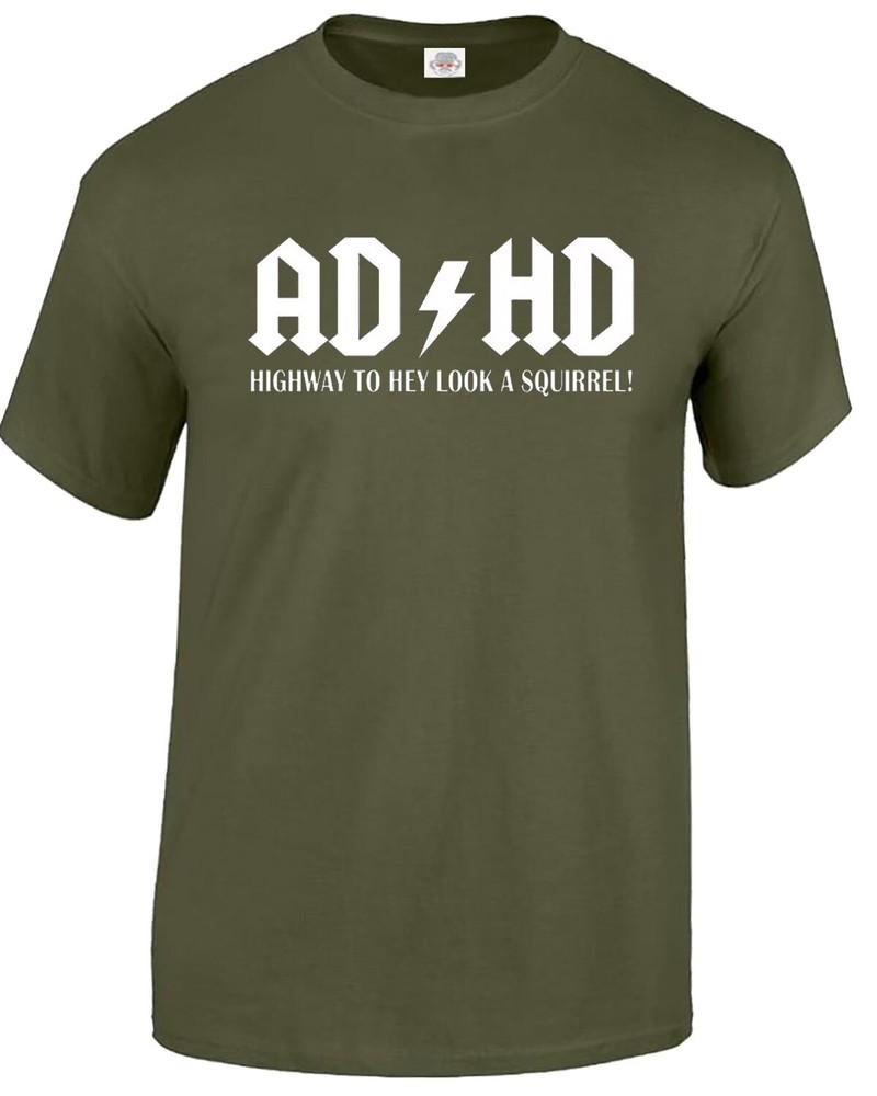 ADHS Autobahn zum Hey schau ein Eichhörnchen T-Shirt Herren Lustiges ADHS ADSR Tee Top
