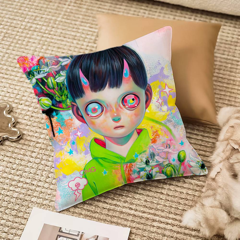 H-Hikari Shimoda IllustrationS Pillow Case Anti-dustmite Invisible zipper Sofa Bed