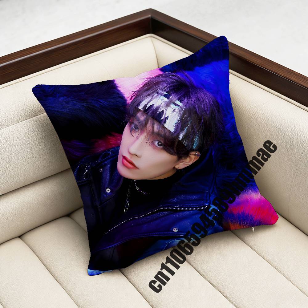For A-Ateez K-Kim Hong Joong Throw Pillow Case Sham 45X45Cm 40X40Cm Square Car Pillowcase Pad Cushion Cover