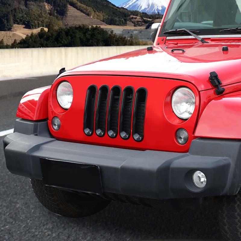 ABS Car Front Grille Decoration Ring Cover Stickers For Jeep Wrangler JK 2007-2017 Car Exterior Accessories