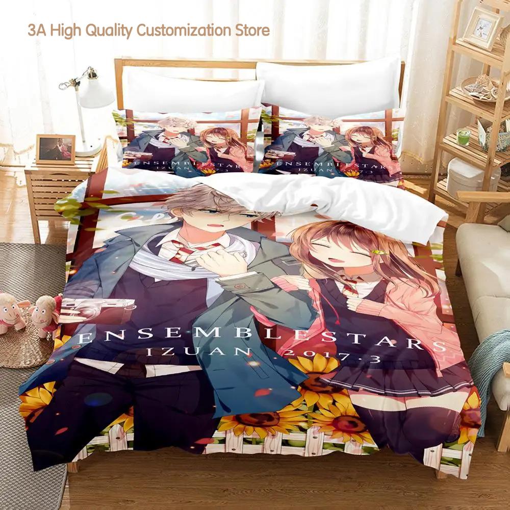 Ensemble Stars Bedding Set Single Twin Full Queen King Size Bed Set Adult Boys Bedroom Duvetcover Sets Anime Bed Sheet Set