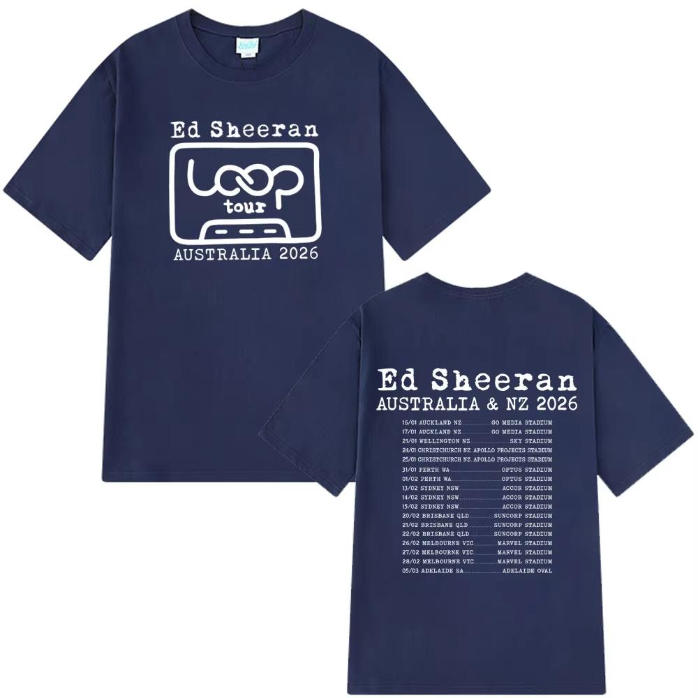 Ed Sheeran Loop Tour Australia and New Zealand 2026 Tour T Shirt Men's Harajuku T-shirt Summer Casual Cotton T-shirts Streetwear