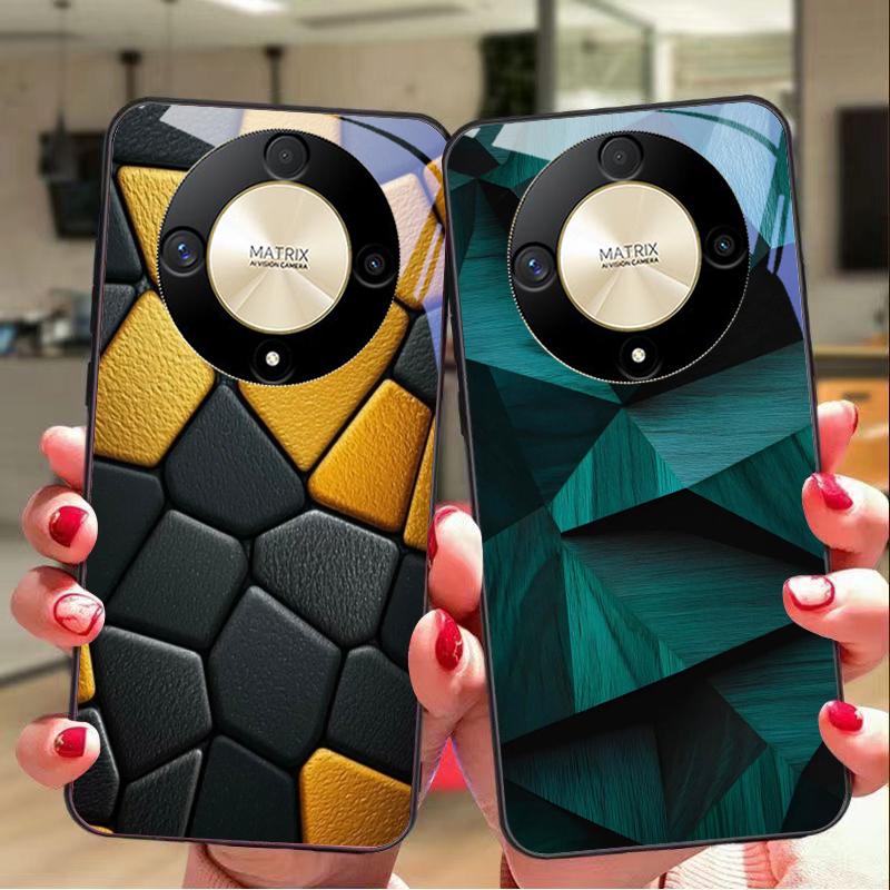 Geometric Stones For Honor 50 70 30 90 200 X5 X5b Plus X6 X8 4G 9 X9c Smart 30 Max Magic 4 5 Pro 7 Lite Glass Phone Case