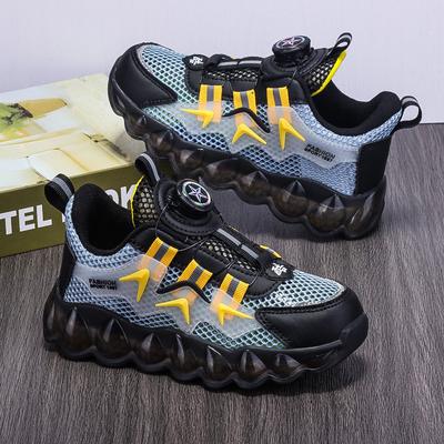 2025 Spring and Autumn New Boys' Sports Shoes Mesh Breathable Non-slip Rotating Buckle Soft Sole Lightweight Shoes Tide