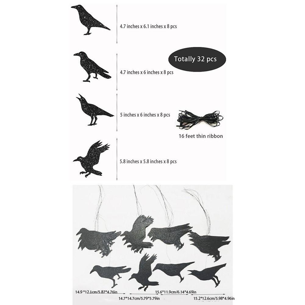 Glitter Paper Bird Hanging Bunting Flags Realistic Pattern Banner Garland  Yard