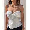 H Home European and American Women's Clothing Sexy Sexy Texture Feeling Lace-up Cutout Lace Tube Top Pure Desire Vacation Style White Bra