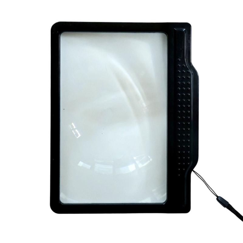 Handheld Reading Page Magnifier for Small Print with Integrated Light, Acrylic Lens and ABS Frame for Books, Newspapers and Labels