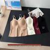 Ginger Warming Camisole: Autumn/Winter Fixed Cup Solid Color Undershirt Vest