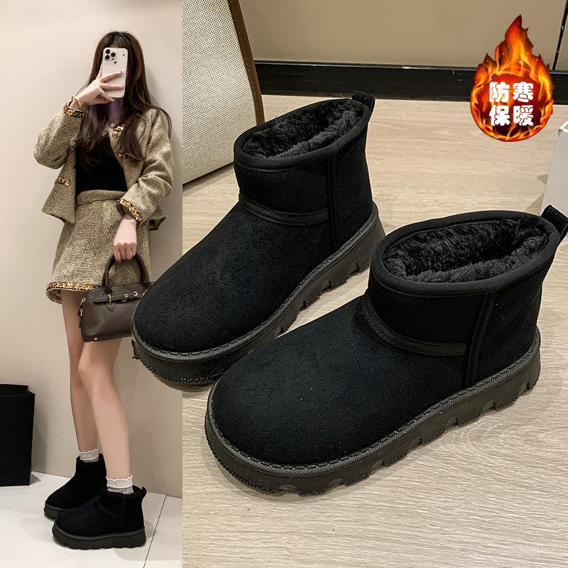 Lamb wool shoes women's outer wear 2025 autumn and winter new bow pearl pregnant women bean shoes one foot cotton ladyshoes