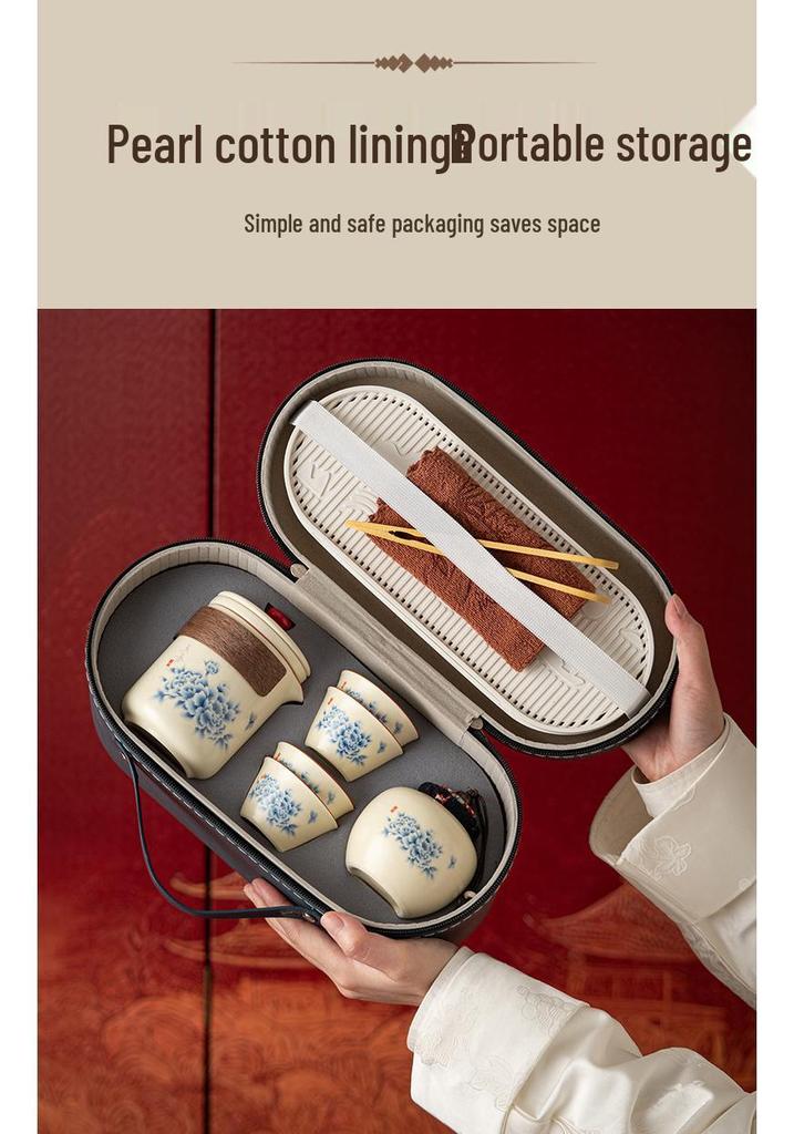Elegant Travel Tea Set: Ru Kiln Ceramic Teapot & Cups for Business Customization