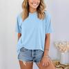 Women Fashionable Short Sleeve Soild Casual Basic  Pullover T-shirt Top