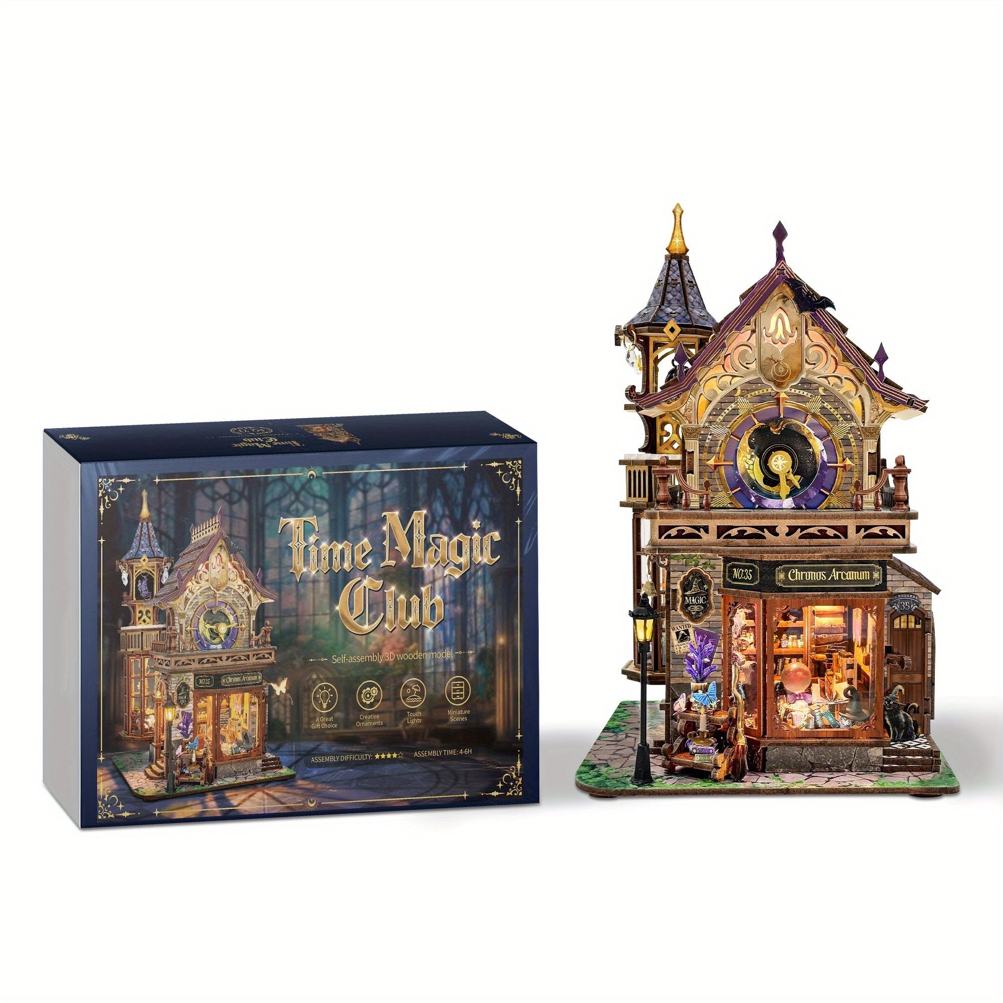 Time Pawnshop 3D DIY Wooden Assembly Model with Flip Hands Can Be Used As Birthday Gift Christmas Thanksgiving Halloween Festival Gift
