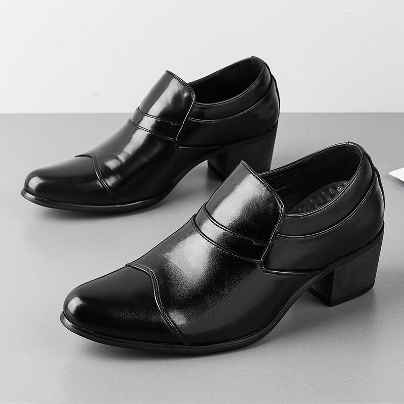 Luxury Designer New Black Brown Patent Leather Casual Cuban Shoes For Men Elevator Loafter Formal Wedding Dress Homecoming